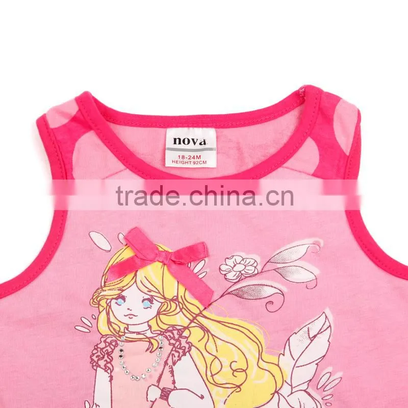 (N3823p) pink 2-6Y Wholesale nova kids vest fashion design cotton children girls print vest