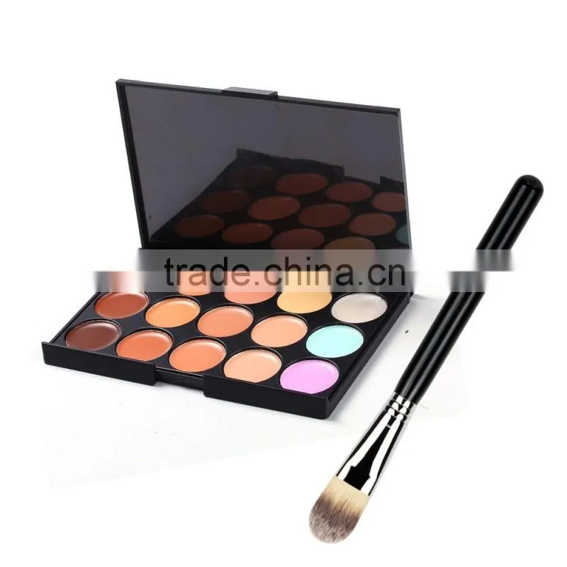 stock hot seller 15 color concealer foundation cream foundation makeup palette with cosmetic brush
