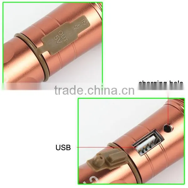 6614 Aluminum Rechargeable Output 18650 Emergency USB mobile Flashlight Power Bank