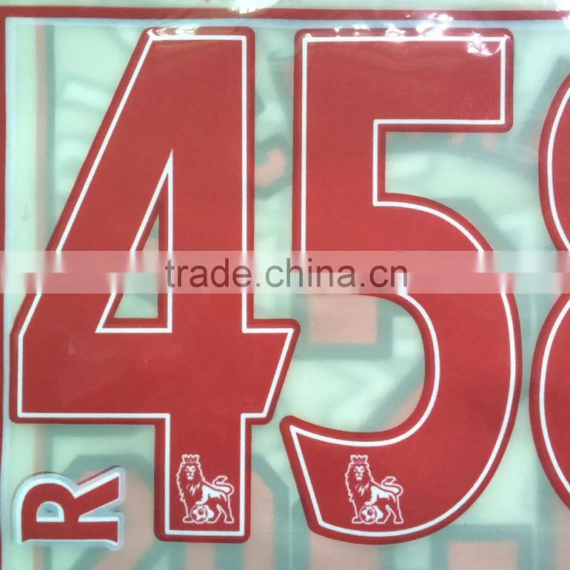 factory direct 3d flocking soccer jersey number stickers serial number stickers vinyl number stickers