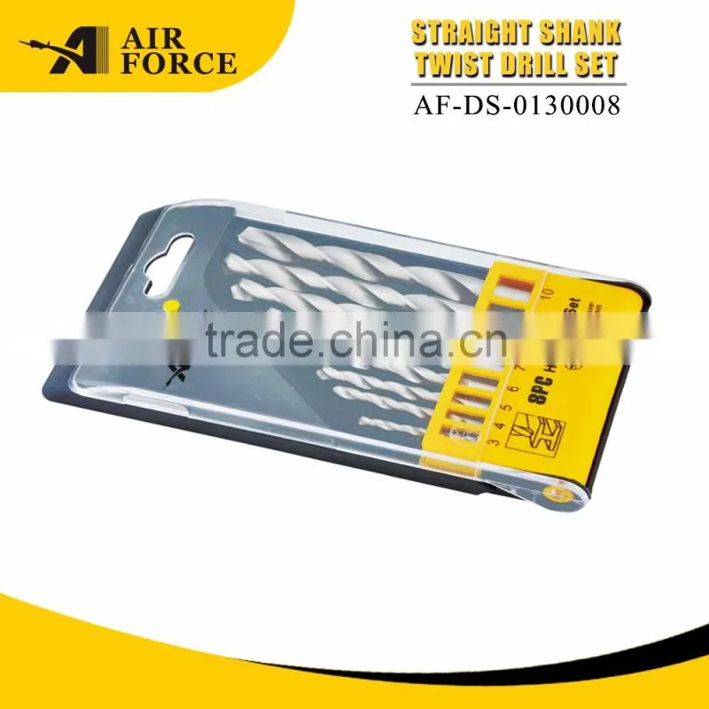 High Quality 8 Pcs HSS Straight Shank Twist Drill Set