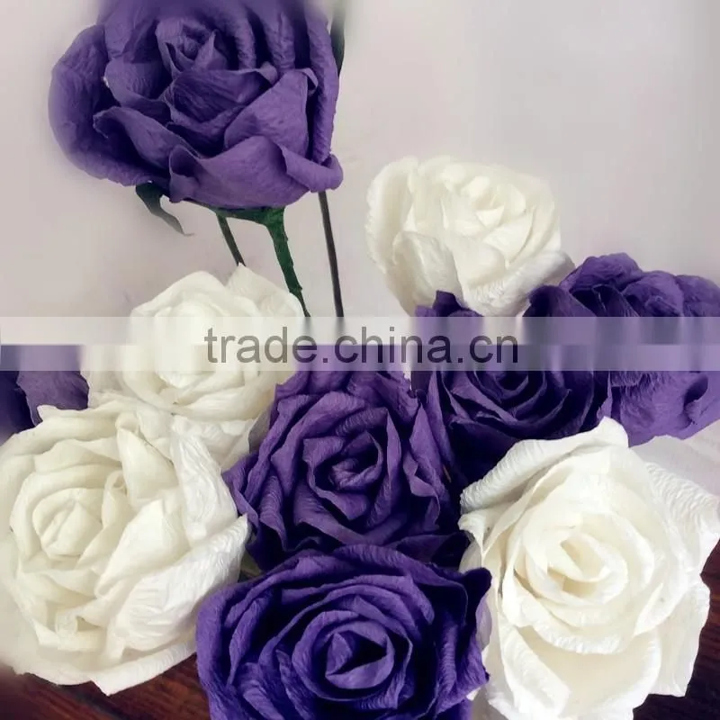 craft crepe paper flower, purple crepe paper flower, wedding decoration flower