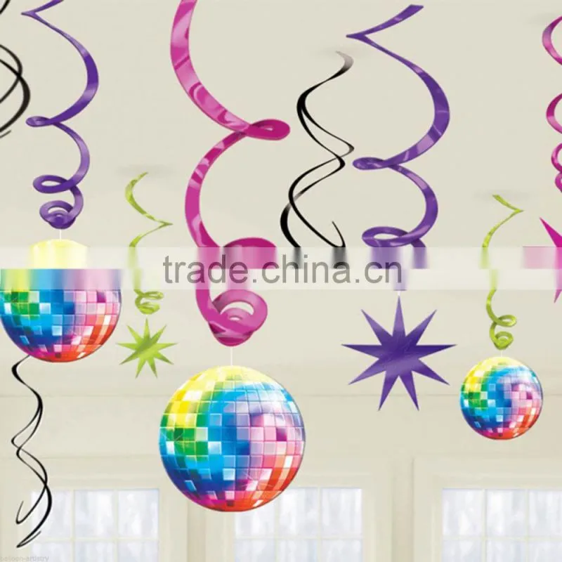 Coloured Music Notes Hanging Swirl Ceiling Dangling Danglers Decorations