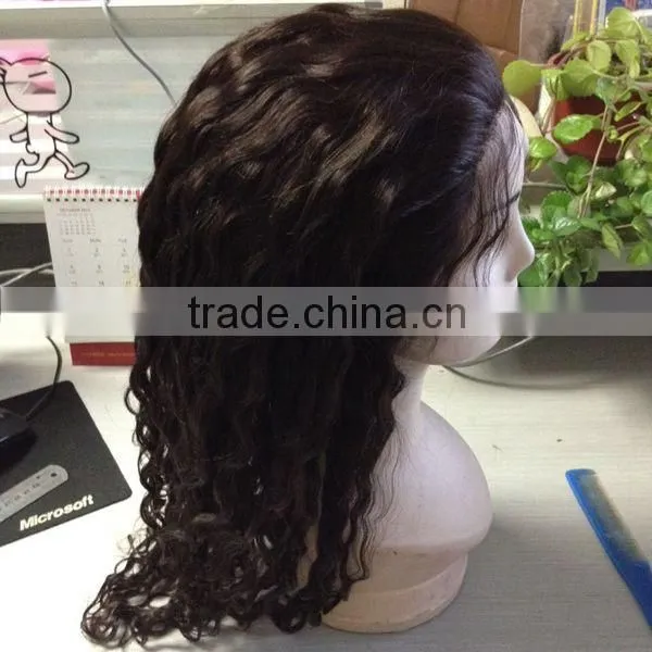 18inch Brazilian Virgin Hair Natural Color Full Lace Wig Virgin Brazilian Hair Lace Wig