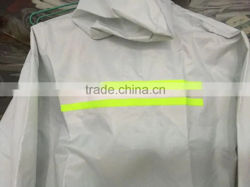 White coverall with reflective tapes 200D oxford/PVC coating
