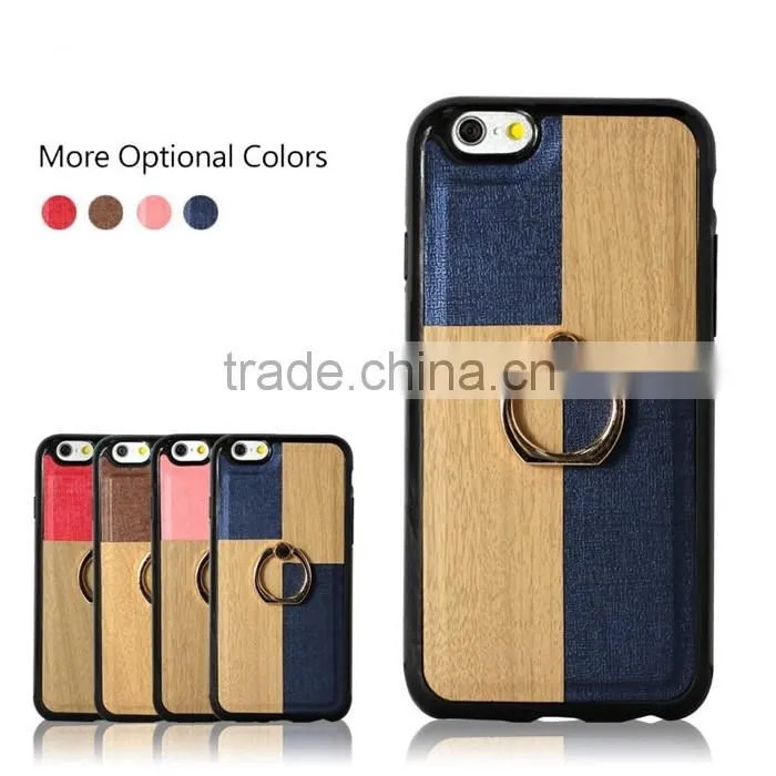 New Products Multifunction PU Leather Back Case for iPhone 6s with Ring Holder Stand
