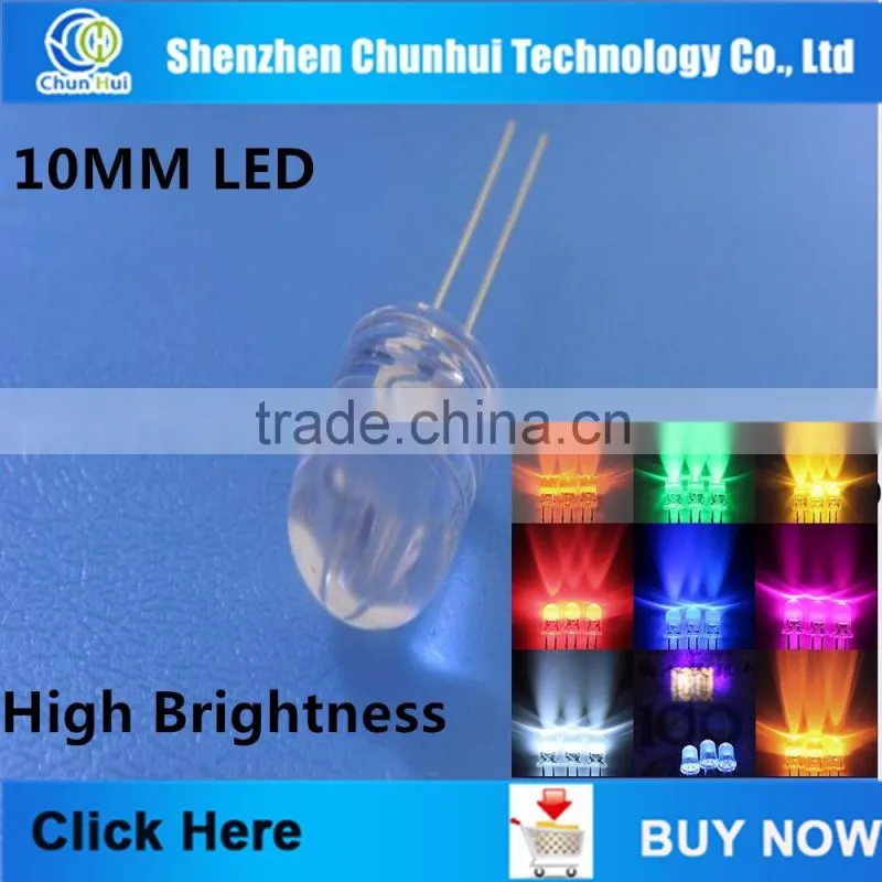 2016 Wholesales Ultra Bright Through Hole Outdoor Led 10mm White