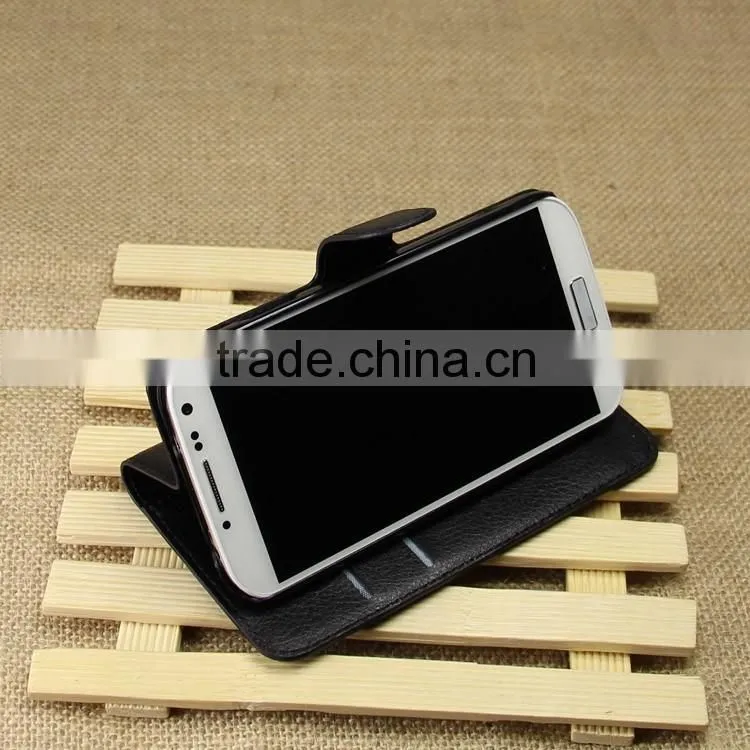 Hot Selling Ultra Thin Lichee PU Leather Case Wallet Folio Flip Cover for Samsung GALAXY S4 i9500