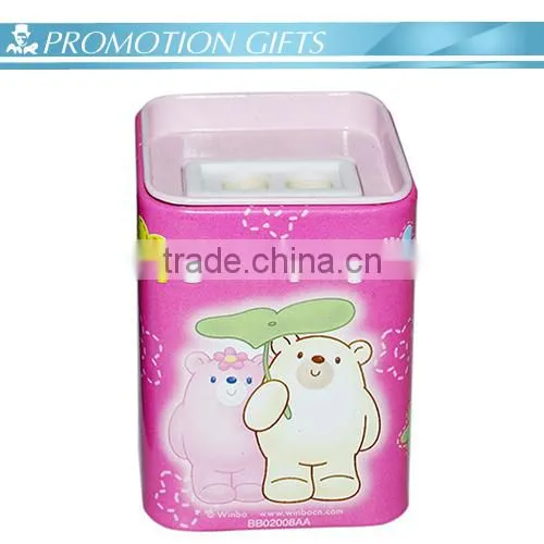 Hot saling cosmetic tin box pencil sharpener as promotional gifts