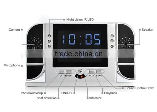1280x720 (30fps) HD Camera Alarm Clock with Motion/Voice Detection Clock Camera