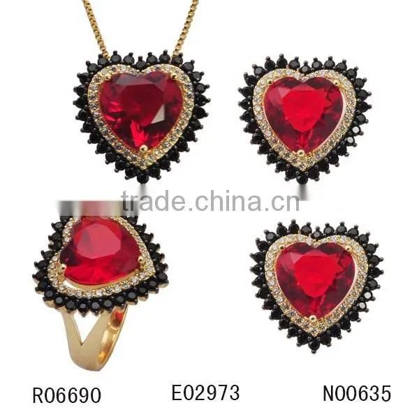 Newest White Gold Plating 2016 Christmas Jewellery Women Necklace Gemstone Jewelry Set