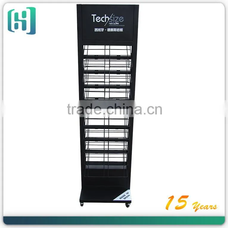 metal wholesale floor ceramic tiles glass price display stand HSX-S0029