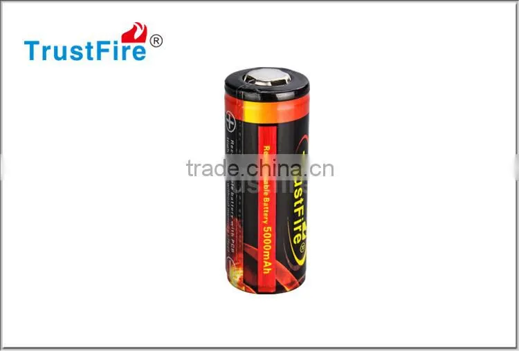 Trustfire portable 26650 battery 5000mah rechargeable 3.7v protected li-ion battery for electric products