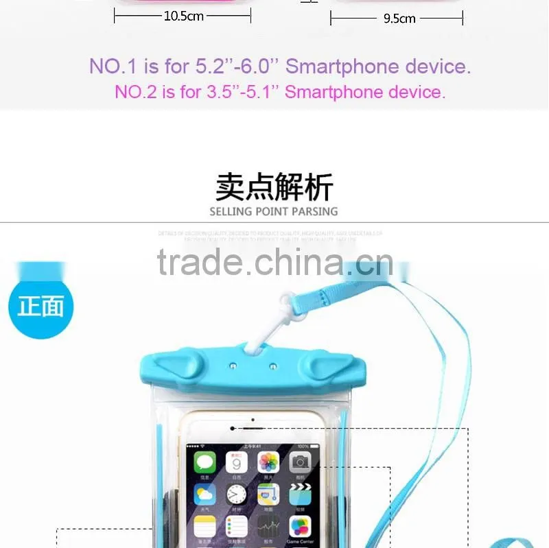 High Quality IPX8 Certified Universal Underwater Mobile Phone Waterproof Bags,Luminous Waterproof Pouch