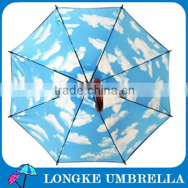 24" Wooden blue sky Straight Umbrella