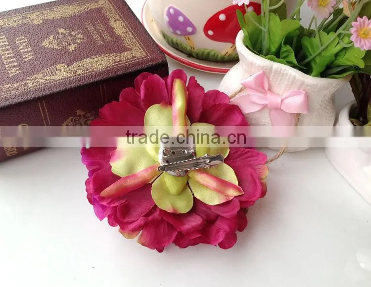 Popular Silk Fabric Artificial Peony Flower Brooch Silk Hat Flower