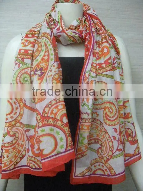 Cotton Flower Printed Scarfs/Scarves Design 2013