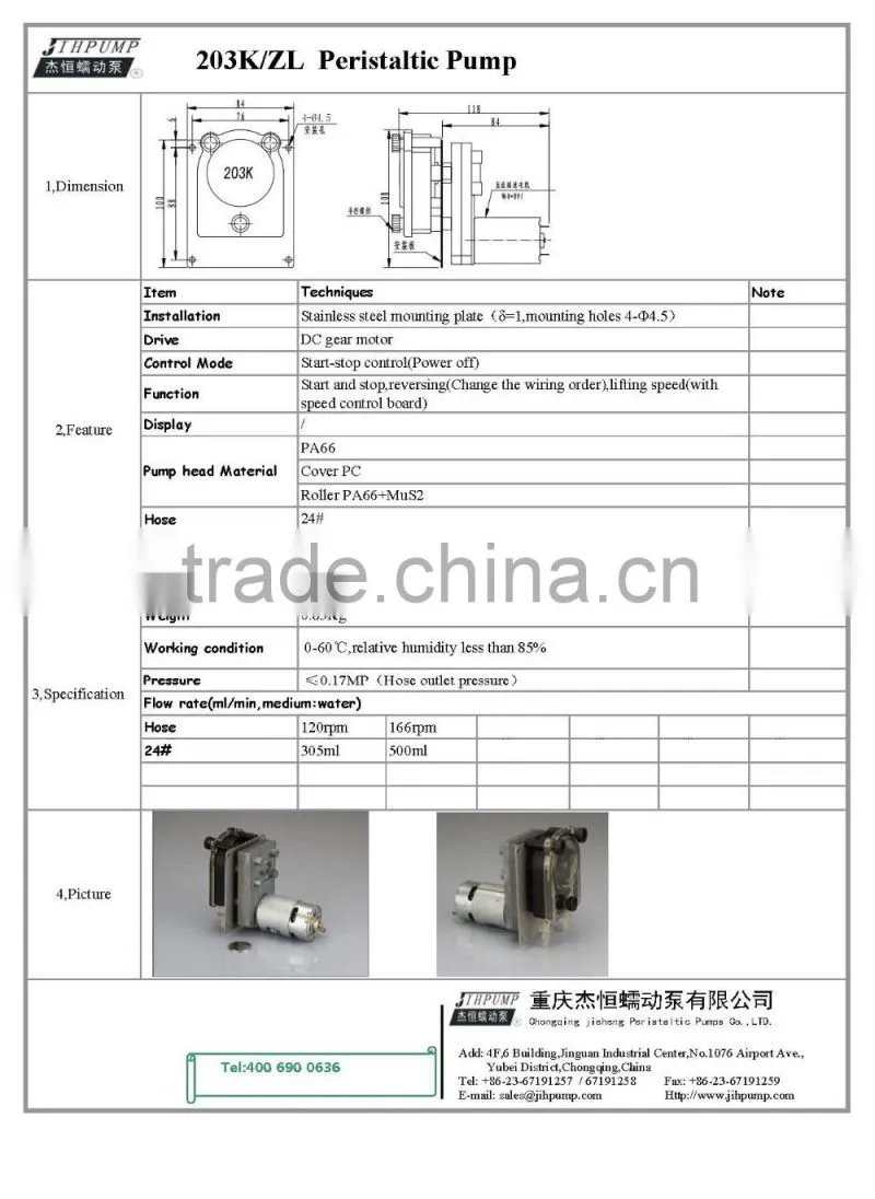 24v medical peristlatic pump as a acid metering pump MN2/BT