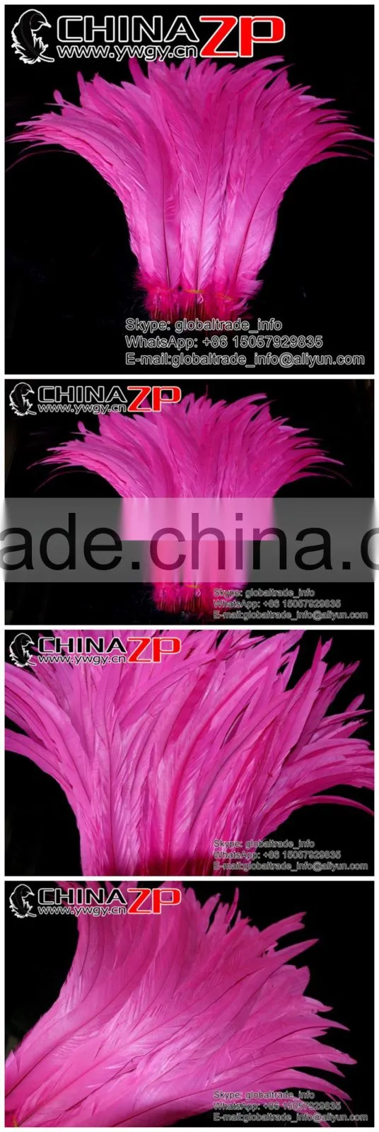 Top Supplier ZPDECOR Wholesale 35-40cm Length Good Quality Hot Pink Fully Dyed Rooster Chicken Feathers