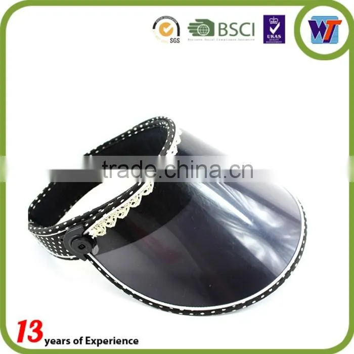 Black cheap UV protection PVC Plastic caps Long Brim Sun Visor hats