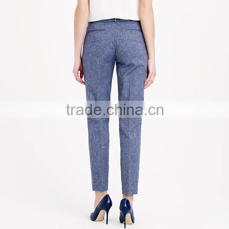 Oem clothes factory pleated sky dyed formal style custom ladies office trousers