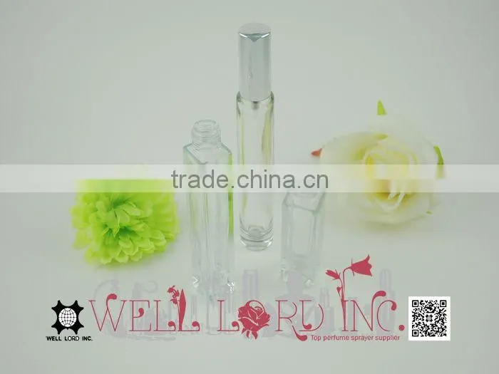 Neat design transparent 10ml glass cuboid atomizer pump sprayer