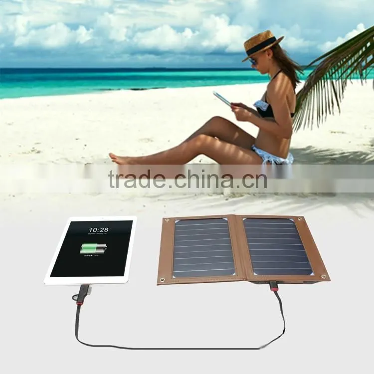 New premium 10W 5V built-in 6000mah polymer battery sun power solar panel outdoor charging for mobile phone
