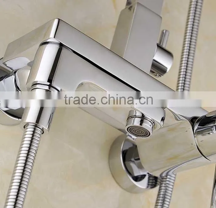 Hot sale wall mounted square design bath&shower faucet set with rainfall shower head