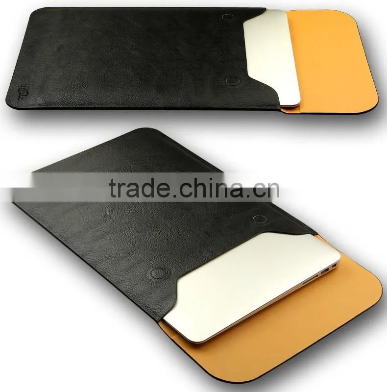 Hot PU Leather Laptop Sleeve Case For MacBook Air 11",AIR 13",Retina 12,13.3,15.4 inch,Envelope Bag