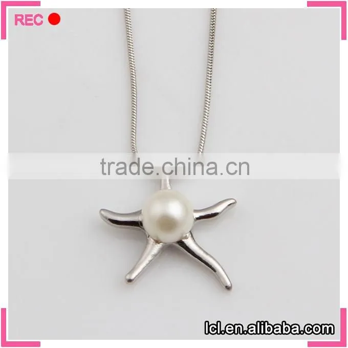 Pearl pendant necklace for girls, Starfish shaped simple design pearl necklace