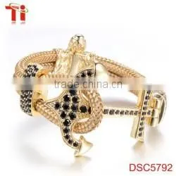 anchor bracelet genuine leather bracelet x power bracelet with black zircon stone