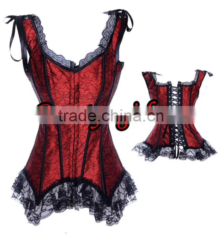 Hot Selling RED Peasant Burlesque Fashion Corsets