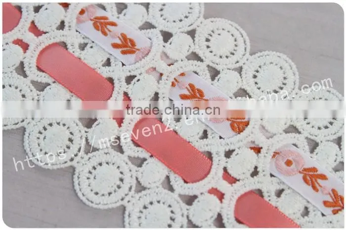 Special design 7.5cm lace composite wholesale ribbon with jacqurd webbing
