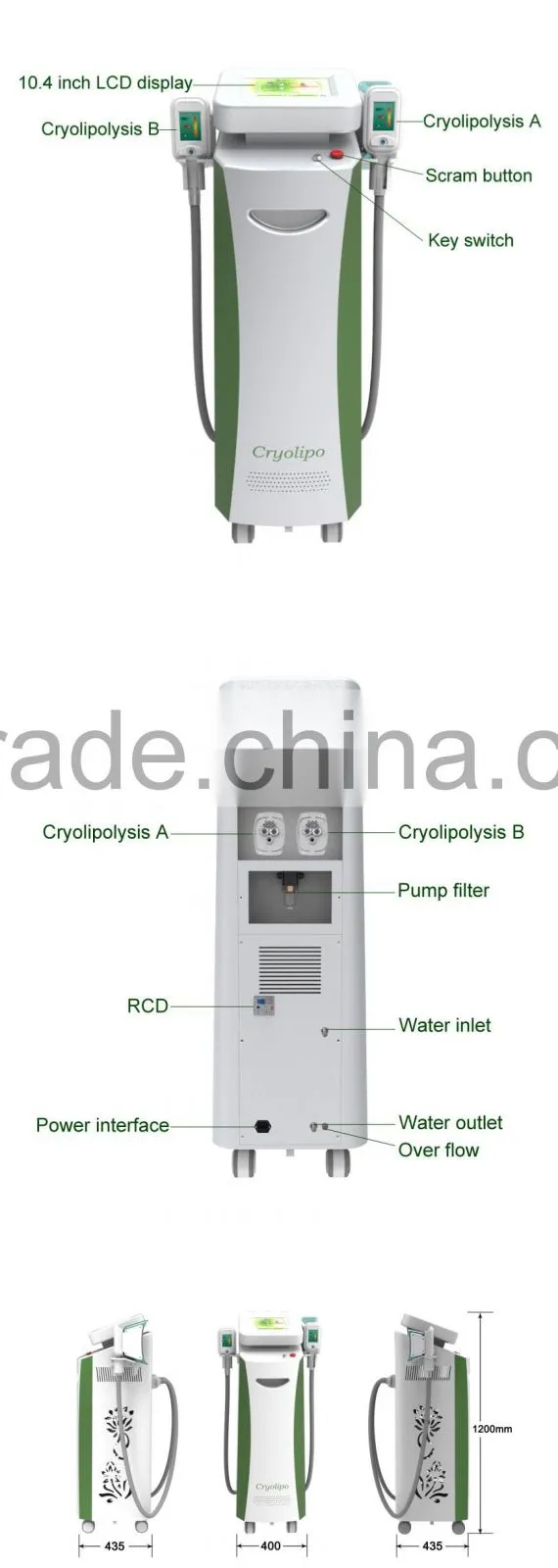 Work in the same time two handles machine antifreeze membranes for cryolipolysis machine