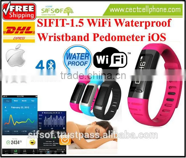 SIFIT-1.5 Stainless Steel Fitness Passometer. Bluetooth 4.0 WIFI hotspot Calories Counter.Fitness Passometer Stainless Steel.