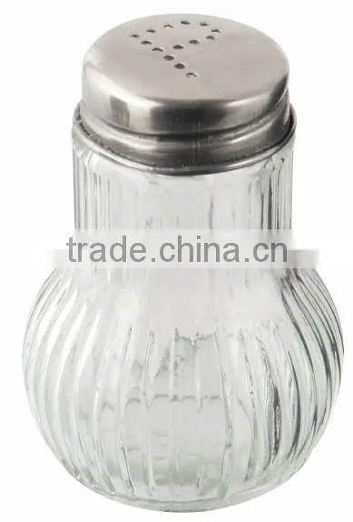 stripe ball shape glass spice jar