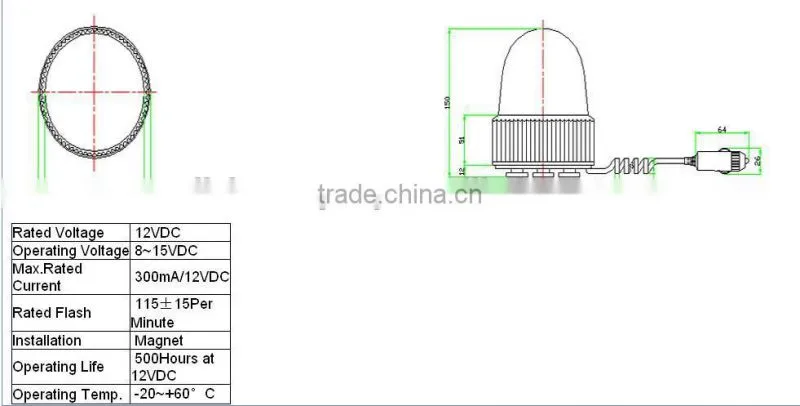 New design 12V/24V Rotating Warning Light