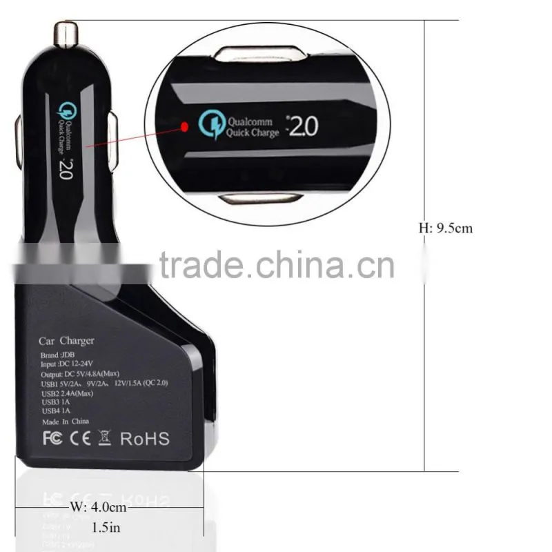NEW 5V 2A 4 USB Quick Charge 2.0 car Charger travel charger, Intelligent car Charging, BLACK