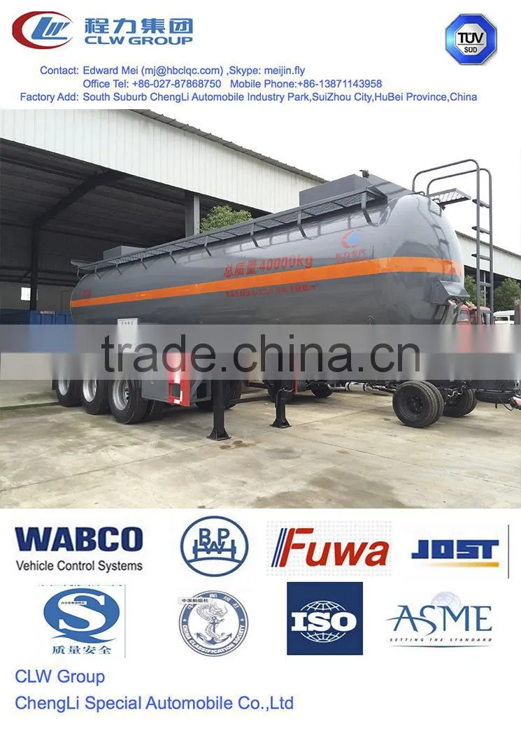 china carbon steel 40m3 liquid chemical tanker semi trailer