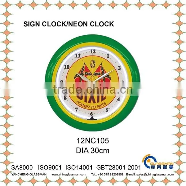 DIA 30cm customizable home decoration neon clock wall clock 12NC301