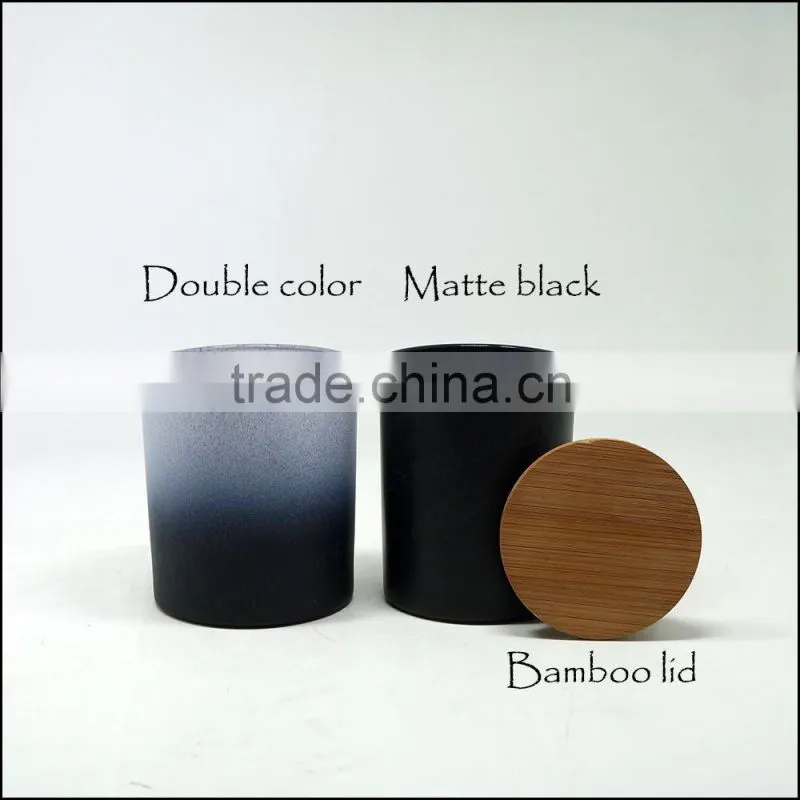 300ml 10oz glass candle holders matte color glass candle jars with lid