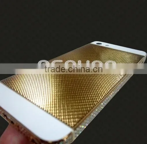 100% 24k real gold back cover with square grid and diamond for iphone 5s