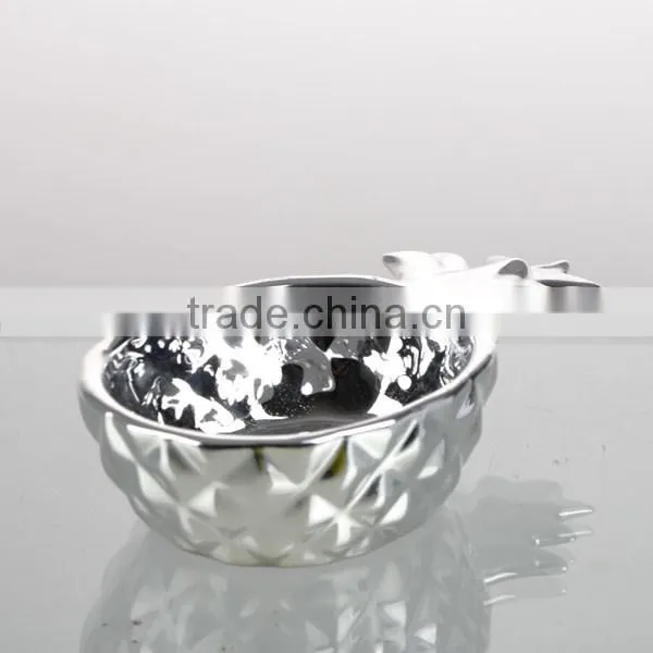 top grade electroplate silver color ceramics pineapple salod bowl