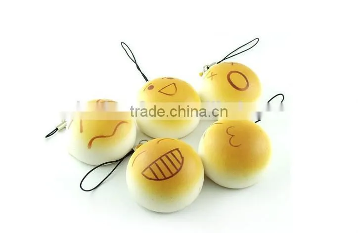 new arrival artificial imitated fake key replica faux lovely Silicone bread food pendant phone chain