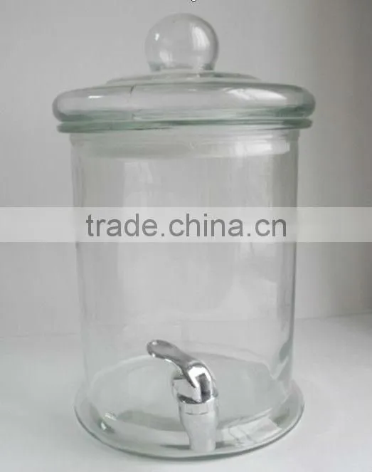 PJ22 clear cylinder glass beverage dispenser with tap