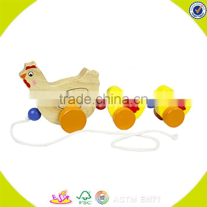 wholesale brand new wooden children pull animal car toy top quality wooden pull animal car toy W05B035