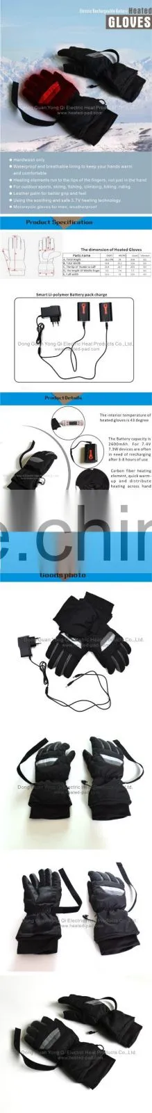 Heated glove powered by 7.4V li-ion rechargable battery with competitive price