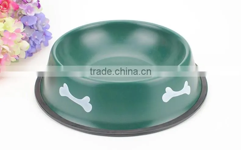 Custom rubber ring dog bowl/stainless steel pet food bowl wholesale