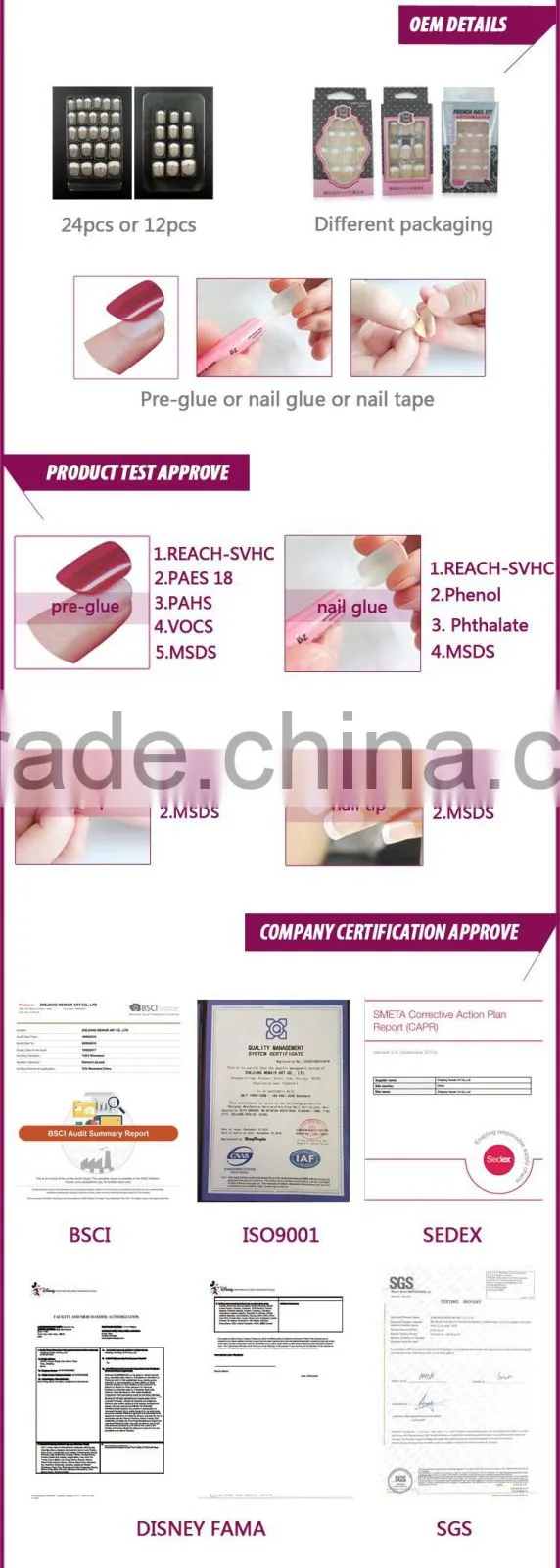 French Acrylic Artificial False Nail Tips Color Fake Nail Art Tips