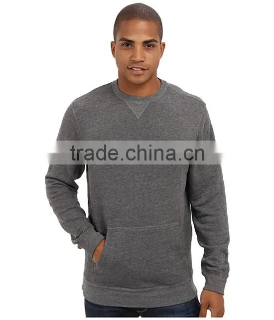 Fashion man custom plain crewneck sweatshirt with pocket